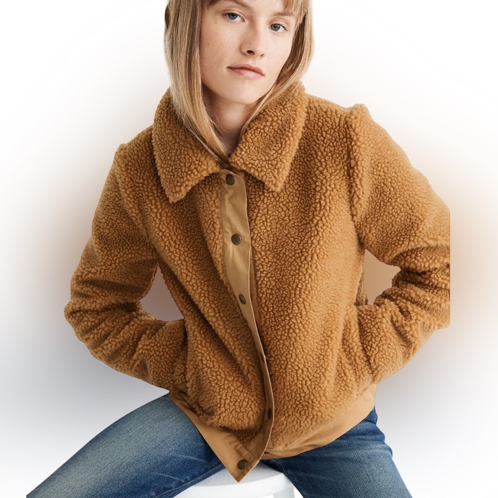 Madewell Portland Faux-Sherpa Jacket — Tan / Camel — Size M - Picture 5 of 5